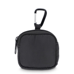 Étui pour écouteurs avec mousqueton et fermeture éclair couleur noir deuxième vue