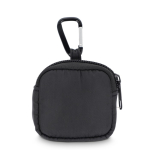 Étui pour écouteurs avec mousqueton et fermeture éclair couleur noir troisième vue