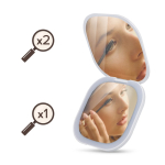 Miroir compact avec lumière rechargeable et double grossissement couleur blanc sixième vue