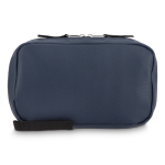 Pochette organisatrice en plastique recyclé avec fermeture éclair couleur bleu foncé deuxième vue