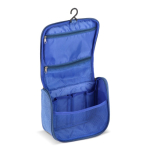 Trousse en plastique recyclé avec crochet intérieur pour suspendre couleur bleu deuxième vue