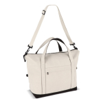 Sac de voyage en coton et fibres recyclée, anses courtes et longues couleur beige