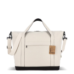 Sac de voyage en coton et fibres recyclée, anses courtes et longues couleur beige quatrière vue