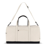 Sac de voyage en coton et polyester avec poche avant et latérale couleur beige deuxième vue