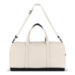Sac de voyage en coton et polyester avec poche avant et latérale couleur beige troisième vue