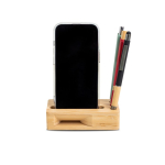 Support multifonction en bambou naturel avec amplificateur de son Vue 1