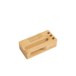 Support multifonction en bambou naturel avec amplificateur de son vue du logo imprimé