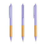 Stylo à bille avec clip translucide et grip en bambou, encre noire