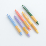 Stylo à bille avec clip translucide et grip en bambou, encre noire vue plusieurs couleurs