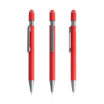 Stylo en aluminium recyclé avec spinner et embout tactile, encre bleue couleur rouge