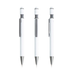 Stylo en aluminium recyclé avec spinner et embout tactile, encre bleue couleur blanc