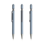 Stylo en aluminium recyclé avec spinner et embout tactile, encre bleue couleur gris clair