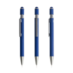 Stylo en aluminium recyclé avec spinner et embout tactile, encre bleue couleur bleu marine
