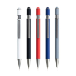 Stylo en aluminium recyclé avec spinner et embout tactile, encre bleue vue plusieurs couleurs