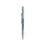 Stylo en aluminium recyclé avec spinner et embout tactile, encre bleue vue avec impression