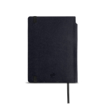 Carnet A5 en similicuir recyclé à couverture souple, pages blanches couleur noir vue 2