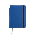 Carnet A5 en similicuir recyclé à couverture souple, pages blanches couleur bleu marine