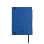 Carnet A5 en similicuir recyclé à couverture souple, pages blanches couleur bleu marine vue 2