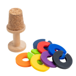 Bouchon en liège pour bouteille avec anneaux marque-verres colorés vue 3