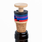 Bouchon en liège pour bouteille avec anneaux marque-verres colorés