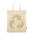 Sac à anses courtes en coton recyclé et plastique recyclé 140 g/m² vue du logo imprimé