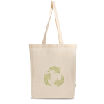 Sac en coton et plastique recyclés avec soufflet 140 g/m² vue du logo imprimé