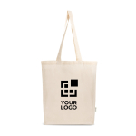 Sac en coton et plastique recyclés avec soufflet 140 g/m² vue avec impression