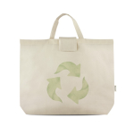 Sac de courses pliable en coton et plastique recyclés 140 g/m² vue du logo imprimé