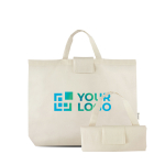 Sac de courses pliable en coton et plastique recyclés 140 g/m² vue avec impression