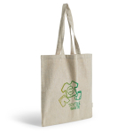 Sac en coton recyclé mélangé avec anses longues, résistance 8 kg vue du logo imprimé