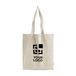 Sac en coton recyclé mélangé avec anses longues, résistance 8 kg vue avec impression