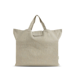Sac pliable en coton recyclé avec soufflet et anses courtes 150 g/m² couleur vert olive