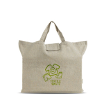 Sac pliable en coton recyclé avec soufflet et anses courtes 150 g/m² vue du logo imprimé