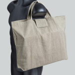Sac pliable en coton recyclé avec soufflet et anses courtes 150 g/m²