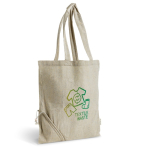 Sac pliable en coton recyclé mélangé avec anses longues 150 g/m² vue du logo imprimé