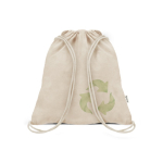 Sac à dos à cordons en coton et plastique recyclés 140 g/m² vue du logo imprimé