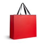 Sac en papier premium mat, soufflet et anses en tissu résistant 9 kg couleur rouge Vue 1