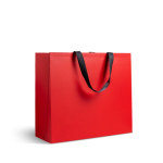 Sac en papier premium mat, soufflet et anses en tissu résistant 9 kg couleur rouge vue 2