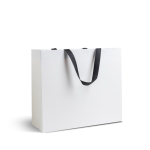 Sac en papier premium mat, soufflet et anses en tissu résistant 9 kg couleur blanc vue 2