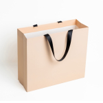 Sac en papier premium mat, soufflet et anses en tissu résistant 9 kg couleur beige vue 3