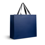 Sac en papier premium mat, soufflet et anses en tissu résistant 9 kg couleur bleu marine Vue 1