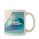 Tasse en céramique mate pour sublimation, intérieur brillant 325 ml vue avec impression