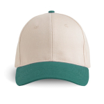 Casquette de sport bicolore structurée à 6 panneaux en coton 250 g/m² couleur vert foncé