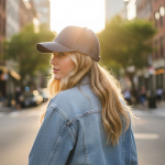 Casquette trucker à 5 panneaux avec fermeture snapback 250 g/m² vue d'ambiance