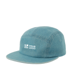 Casquette style camper 5 panneaux non structurée à visière plate vue avec impression