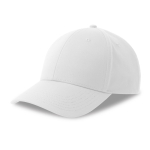 Casquette de baseball en polyester écologique, 6 panneaux et velcro couleur blanc