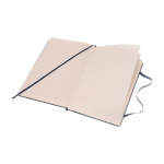 Cahier grand format à fermeture élastique Moleskine, pages lignées couleur bleu quatrième vue