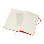 Cahier grand format à fermeture élastique Moleskine, pages lignées couleur rouge foncé quatrième vue