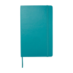 Cahier grand format à fermeture élastique Moleskine, pages lignées couleur bleu pastel deuxième vue frontale