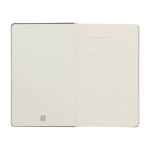 Cahier grand format à fermeture élastique Moleskine, pages lignées couleur bleu gris troisième vue frontale